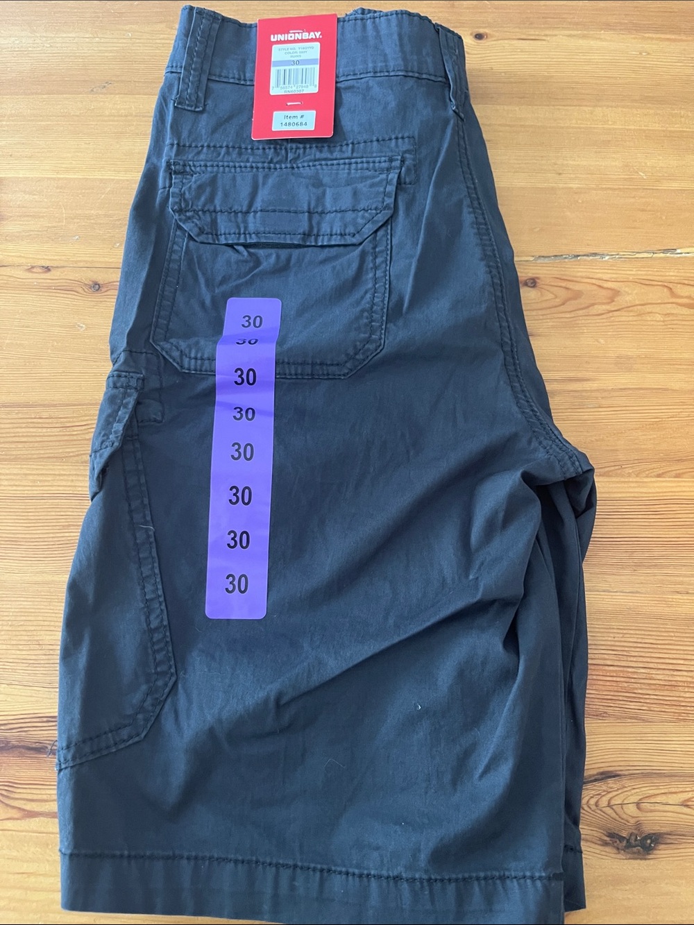New with Tags, UNIONBAY Black Cargo Shorts with Utility Pockets, Sz 30